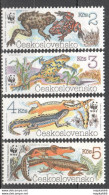 Tk036 1989 Czechoslovakia Wwf Animals Fauna Frogs Salamanders #3007-10 Mnh - Ungebraucht