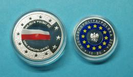 Polen 2004 10 Zl. + Silbermedaille Mitgliedschaft EU Im Holzetuitui PP (EM623 - San Marino