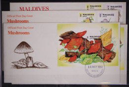 Malediven 1728-1735 Und Block 231-232 Postfrisch Als FDC / Pilze #GC244 - Maldivas (1965-...)