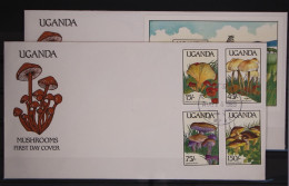 Uganda 668-669 Und 672-673 Und Block 96 Gestempelt Als FDC / Pilze #GC189 - Ouganda (1962-...)