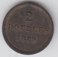 Guernsey Coin 2 Double 1889 - Condition Very Fine - Guernsey