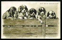 Au Bon Marché - Chiots - 13,7 X 9 Cm - Réhaussé D'Or - Au Bon Marché