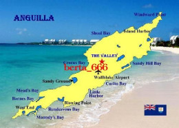 Anguilla Island Map New Postcard * Carte Geographique * Landkarte - Vierges (Iles), Britann.