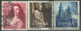 SPAIN,  1954, MAGDALENE, ST. JAMES OF COMPOSTELA AND ST. JAMES CATHEDRAL STAMPS SET OF 3, # 798/800, USED. - Oblitérés