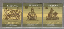 LITHUANIA 1991 History Gediminas Castles MNH(*) Mi 486-488 # Lt793 - Castelli