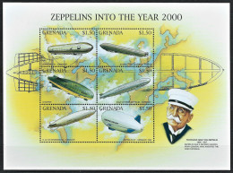 ZEPPELINS Grenada 1996 Graf Von Zeppelin MNH Pilot History Aviation Plane Air Airsips MNH Stamps Block Luxe Mi 3290-3295 - Zeppelins