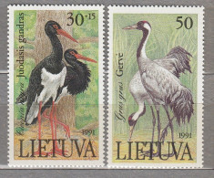 LITHUANIA 1991 Fauna Birds Stork Crane MNH(*) Mi 489-490 # Lt794 - Litauen