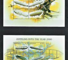 ZEPPELINS Grenada 1996 Graf Von Zeppelin MNH Pilot History Aviation Plane Air Airsips MNH Stamps Two Blocks Luxe - Zeppelins