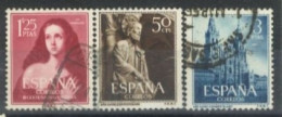 SPAIN,  1954, MAGDALENE, ST. JAMES OF COMPOSTELA AND ST. JAMES CATHEDRAL STAMPS SET OF 3, # 798/800, USED. - Gebraucht