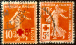 R1311/2808 - FRANCE - 1914 - TYPE SEMEUSE CAMEE - CROIX ROUGE - N°146 à 147 Oblitérés - Usados