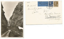 Norway Norge B/w Pcard Norangsdalen Via Airmail Luftpost Dovreban 13aug1936 X Italy With Lion O30+o15 - Storia Postale