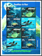 MARINE LIFE Niger 1998 Turtles Amphibians MNH Undersea World Sea Ocean Greenpeace Luxe Stamps Full Sheet Luxe - Turtles