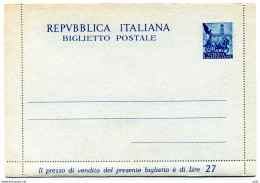 Quadriga Biglietto Postale L. 25 N. B 44 - Postwaardestukken