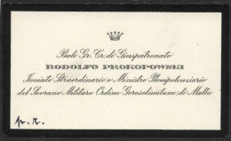 CARTE DE VISITE - RODOLFO PROKOPOWSKI INVIATO STRAORDINARIO E MINISTRO PLENIPOTENZIARIO DEL  MILITARE ORDINE DI MALTA - Cartes De Visite