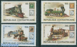 Central Africa 1979 Sir Rowland Hill 4v, Mint NH, Transport - Sir Rowland Hill - Stamps On Stamps - Railways - Rowland Hill
