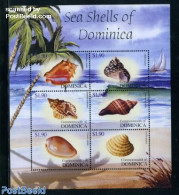 Dominica 2004 Shells 6v M/s, Strombus Pugilis, Mint NH, Nature - Transport - Shells & Crustaceans - Ships And Boats - Vita Acquatica