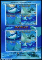 Saint Vincent & The Grenadines 2009 WWF, Spotted Eagle Ray 2x4v M/s, Mint NH, Nature - Fish - World Wildlife Fund (WWF) - Pesci