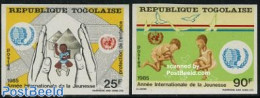 Togo 1986 Int. Youth Year 2v Imperforated, Mint NH, Nature - Various - Birds - International Youth Year 1984 - Pigeons - Togo (1960-...)