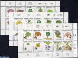Venezuela 1990 Bank, Trees 24v In 3 M/ss, Mint NH, Nature - Various - Trees & Forests - Banking And Insurance - Rotary, Club Leones