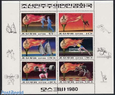 Korea, North 1979 Olympic Games Moscow 6v M/s, Mint NH, Nature - Sport - Horses - Fencing - Olympic Games - Sailing - .. - Schermen
