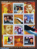 Comoros 2009 French Celebrities 6v M/s, Mint NH, History - Nature - Performance Art - Transport - French Presidents - .. - De Gaulle (General)