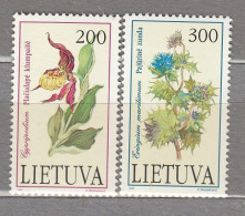 LITHUANIA 1992 Flowers Red Book MNH(*) Mi 499-500 # Lt802 - Otros & Sin Clasificación