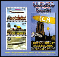 ZEPPELINS Maldives 2006 Zeppelin MNH Aviation Balloons Ludwig Dürr Allemand Airship Constructor MNH Stamps Block - Zeppelins