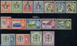 Jamaica 1956 Definitives 16v, Mint NH, History - Nature - Coat Of Arms - Flowers & Plants - Fruit - Fruits