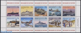 Nauru 2005 The Route To Victory 10v M/s, Mint NH, History - Transport - World War II - Aircraft & Aviation - Ships And.. - Seconda Guerra Mondiale