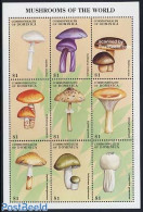 Dominica 1998 Mushrooms 9v M/s, Lepiota Nacina, Mint NH, Nature - Mushrooms - Champignons