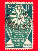 FRANCIA - Usato - 1925 - Mostra D'arte, Parigi - Vetri E Terracotte - Vaso Di Fiori - 15 - Used Stamps