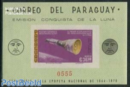 Paraguay 1966 Moon Exploration S/s Imperforated, Mint NH, Transport - Space Exploration - Paraguay