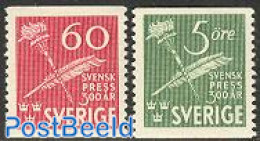 Sweden 1945 Press 2v, Mint NH, History - Newspapers & Journalism - Neufs