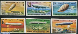 Mauritania 1976 Zeppelin 6v, Imperforated, Mint NH, Nature - Transport - Animals (others & Mixed) - Birds - Zeppelins - Zeppelins
