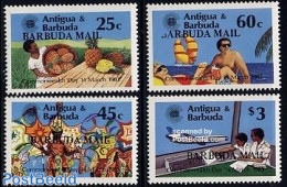 Barbuda 1983 Commonwealth Day 4v, Mint NH, Health - Nature - Transport - Various - Food & Drink - Fruit - Aircraft & A.. - Food