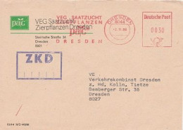 DDR Brief Mit Freistempel Dresden 1988 Rot VEG Saatzucht Zierpflanzen ZKD - Máquinas Franqueo (EMA)