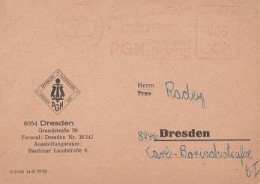 DDR Karte Mit Freistempel Dresden 1975 Rot PGH Ofenbauer Und Fliesenleger - Maschinenstempel (EMA)