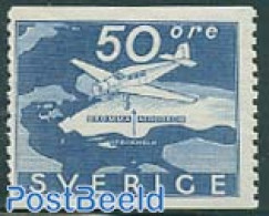 Sweden 1936 Stockholm Airport 1v, Unused (hinged), Transport - Various - Aircraft & Aviation - Maps - Unused Stamps