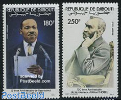 Djibouti 1983 M.L. King, A. Nobel 2v, Mint NH, History - Religion - Science - Nobel Prize Winners - Religion - Chemist.. - Nobel Prize Laureates