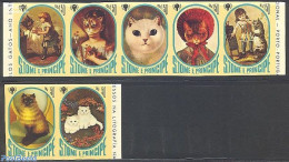 Sao Tome/Principe 1981 Cat Paintings 7v Imperforated, Mint NH, Nature - Various - Cats - Year Of The Child 1979 - Sao Tomé Y Príncipe