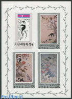 Korea, North 1978 Animal Paintings 3v M/s, Imperforated, Mint NH, Nature - Animals (others & Mixed) - Birds - Cats - D.. - Korea (Nord-)