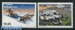 Greenland 2013 Europa, Postal Transport 2v, Mint NH, History - Nature - Transport - Europa (cept) - Dogs - Post - Auto.. - Unused Stamps
