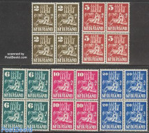 Netherlands 1950 Churches In Wartime 5v, Blocks Of 4 [+], Mint NH, Religion - Churches, Temples, Mosques, Synagogues - Unused Stamps