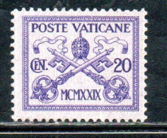 CITTÀ DEL VATICANO VATIKAN VATICAN CITY 1929 CONCILIAZIONE CENT. 20c MNH - Ongebruikt