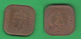 Malaya 1 Cent 1943 Malaysia Malesia King George VI° Bronze Coin C 3 - Malesia