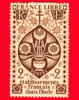 FRANCIA - Usato - India Francese - 1942 - Francia Libera - Fiori Di Loto - 2 - Used Stamps