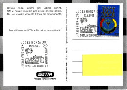 ITALIA ITALY - 2001 MONZA (MI) 72° GP D'Italia F1 Warm Up Gara (auto, Bandiera Scacchi) Su Cartolina Tim - 9247 - 2001-10: Marcophilie