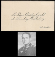 CARTE DE VISITE - LE PRINCE CHARLES LEOPOLD DE SCHOENBURG WALDENBURG (1902-1992) - Cartes De Visite