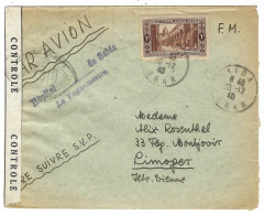 1940 - Enveloppe F M Par Avion De SAIDA ( Algérie ) " Hôpital De Saïda " + Censure TB 319 Au Dos Pour Limoges - Brieven En Documenten