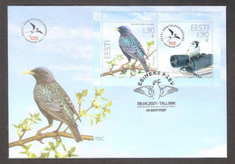 Bird Of The Year - Starling Estonia 2021 Sheet FDC 100 Ornitological Society Mi BL54 - Estonia